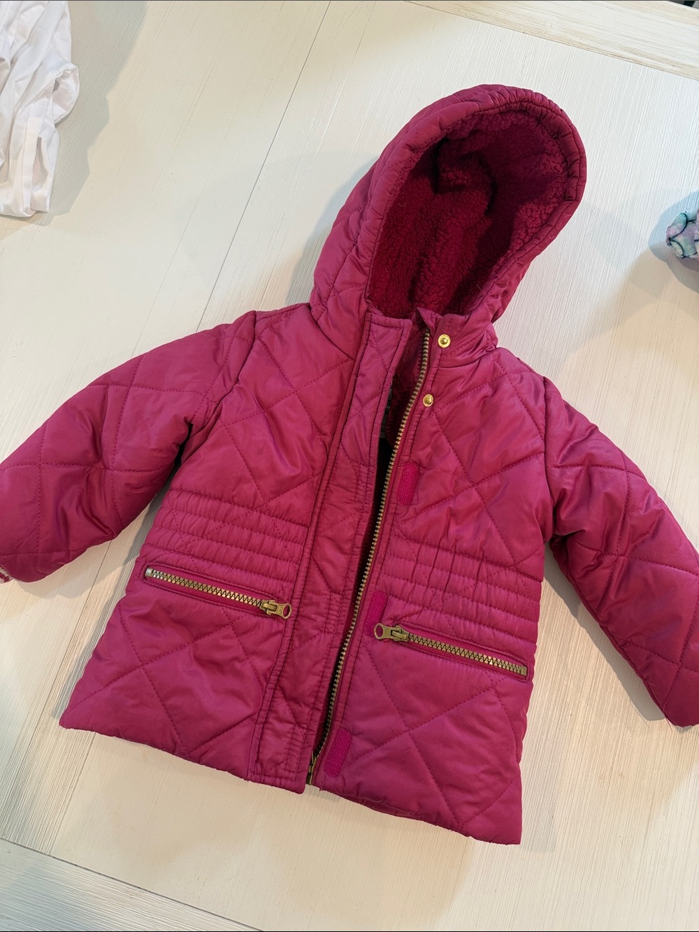 Toddler Quilted Hooded Jacket - Raspberry NEVER WORN